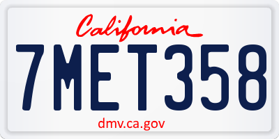 CA license plate 7MET358