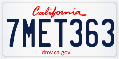CA license plate 7MET363
