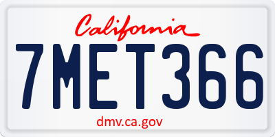 CA license plate 7MET366