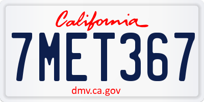 CA license plate 7MET367