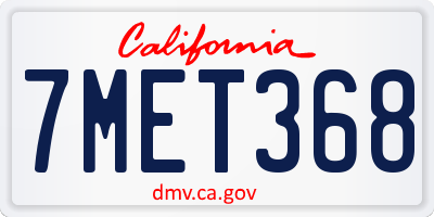 CA license plate 7MET368