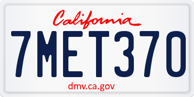 CA license plate 7MET370