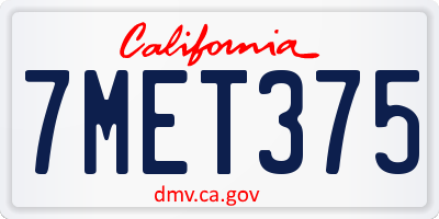 CA license plate 7MET375