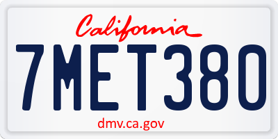 CA license plate 7MET380