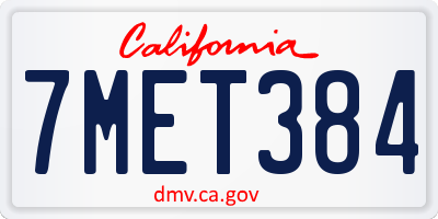 CA license plate 7MET384