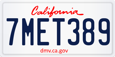 CA license plate 7MET389