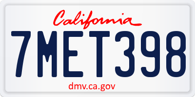 CA license plate 7MET398