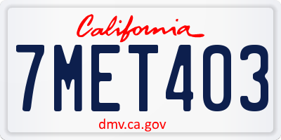CA license plate 7MET403