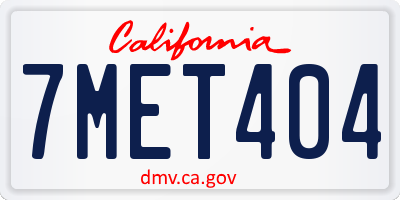CA license plate 7MET404