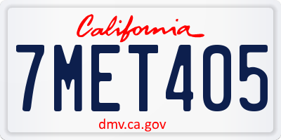 CA license plate 7MET405