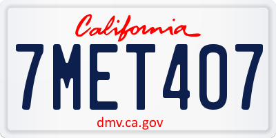 CA license plate 7MET407