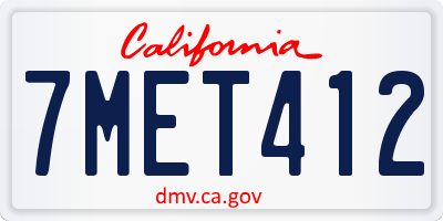 CA license plate 7MET412
