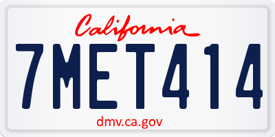 CA license plate 7MET414