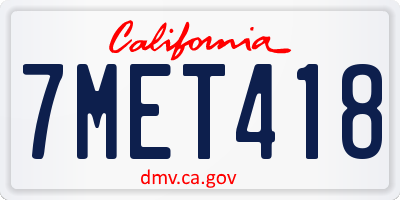 CA license plate 7MET418