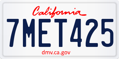CA license plate 7MET425