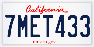 CA license plate 7MET433