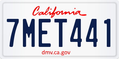 CA license plate 7MET441