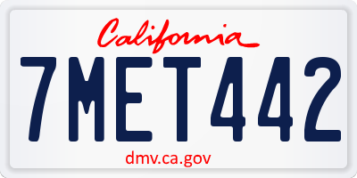 CA license plate 7MET442