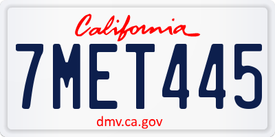 CA license plate 7MET445