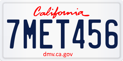 CA license plate 7MET456