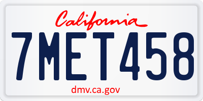 CA license plate 7MET458