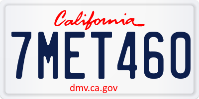 CA license plate 7MET460