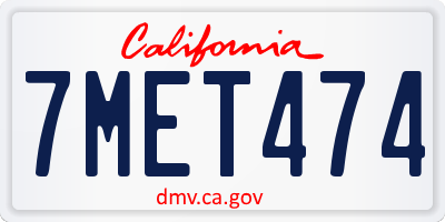 CA license plate 7MET474