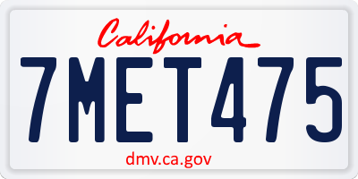 CA license plate 7MET475