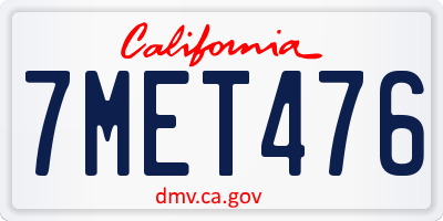 CA license plate 7MET476