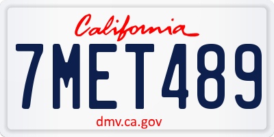 CA license plate 7MET489