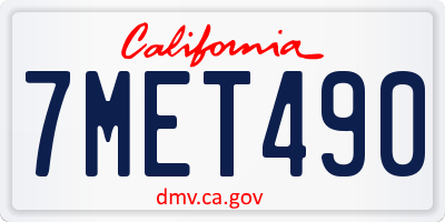 CA license plate 7MET490