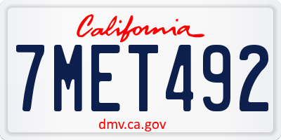 CA license plate 7MET492