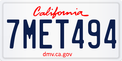 CA license plate 7MET494