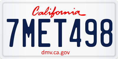 CA license plate 7MET498