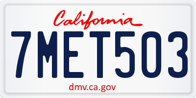 CA license plate 7MET503