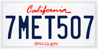 CA license plate 7MET507