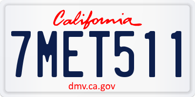 CA license plate 7MET511