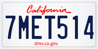 CA license plate 7MET514