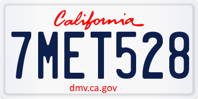 CA license plate 7MET528
