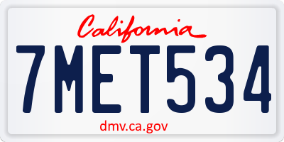 CA license plate 7MET534