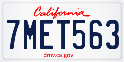 CA license plate 7MET563