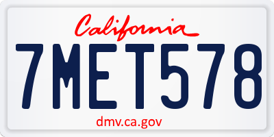 CA license plate 7MET578