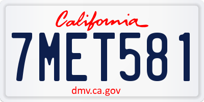 CA license plate 7MET581