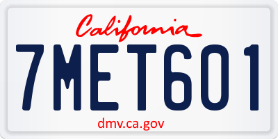 CA license plate 7MET601