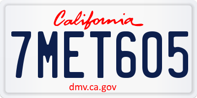 CA license plate 7MET605