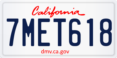 CA license plate 7MET618