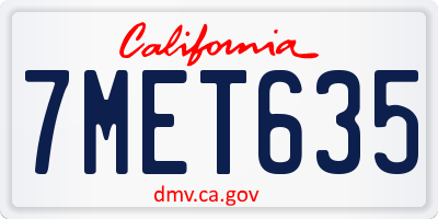 CA license plate 7MET635