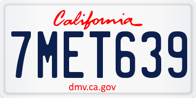 CA license plate 7MET639