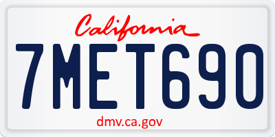 CA license plate 7MET690