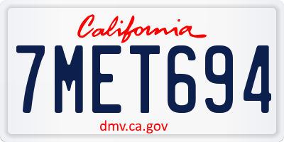 CA license plate 7MET694